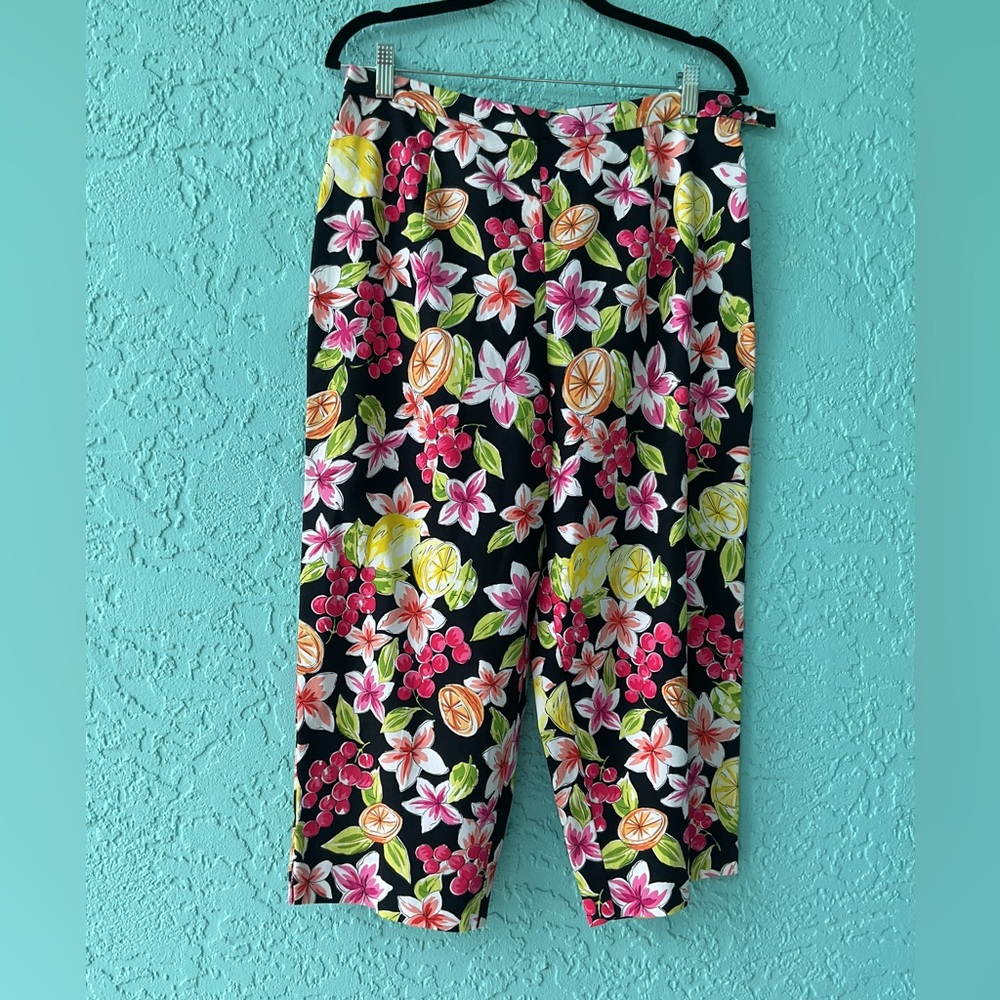 Briggs New York Colorful Patterned Stretch Capri Pants size 14